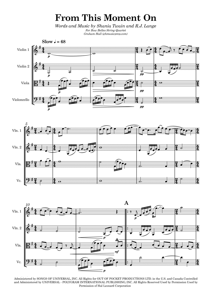 From This Moment On String Quartet scores gallery preview page 1