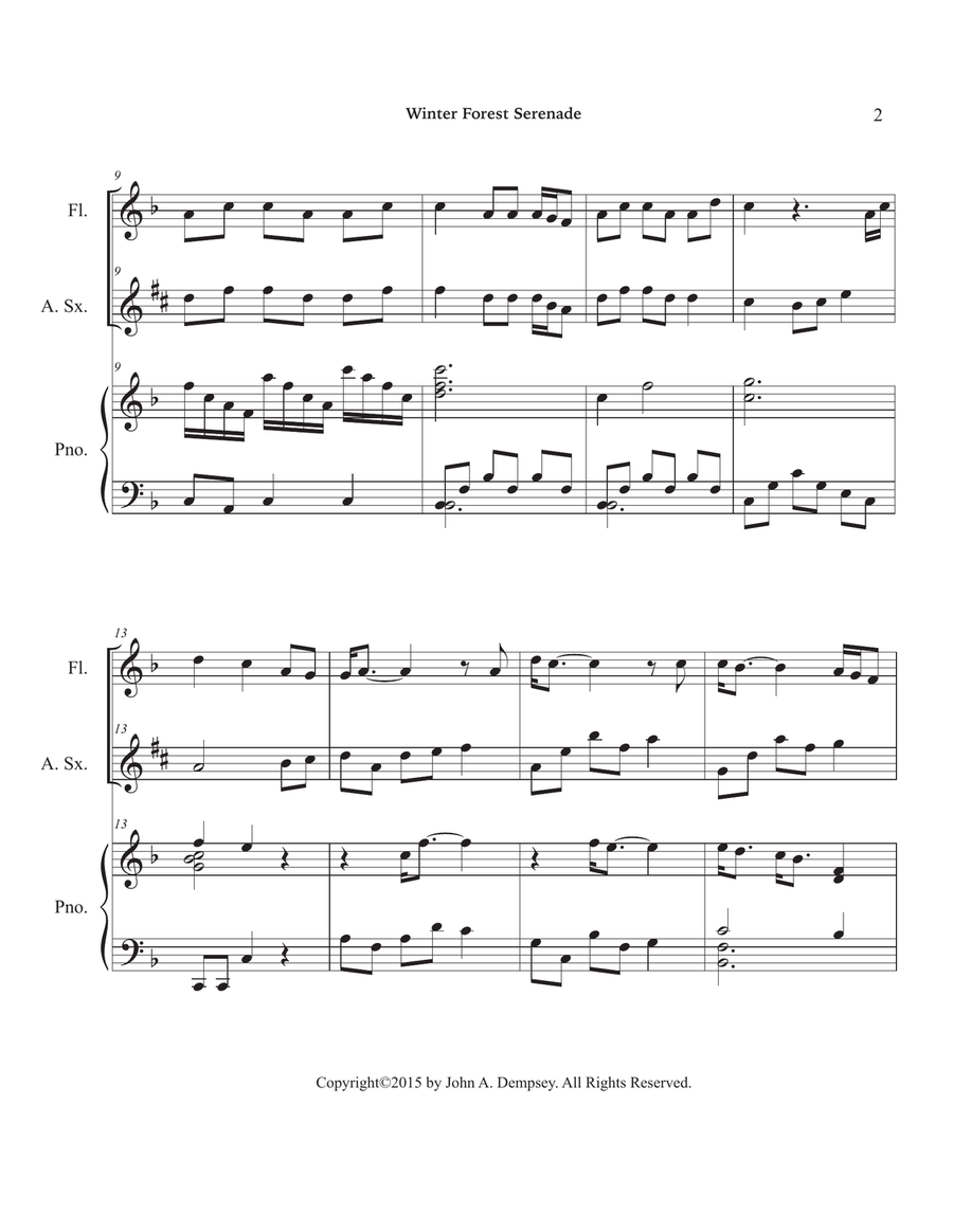 Winter Forest Serenade (Trio for Flute, Alto Sax and Piano) Woodwind Duet scores gallery preview page 6