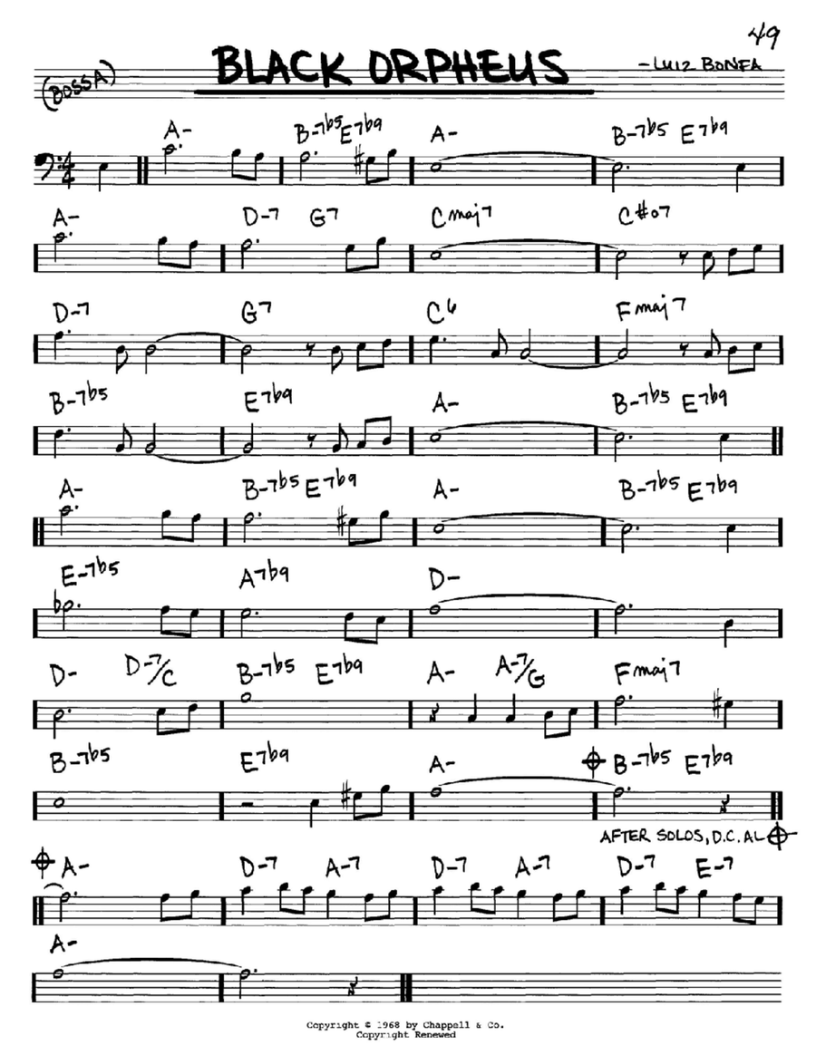 Black Orpheus Bass Clef Instrument scores gallery preview page 1