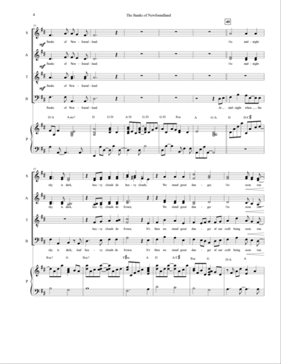 The Banks of Newfoundland (SATB) 4-Part scores gallery preview page 4