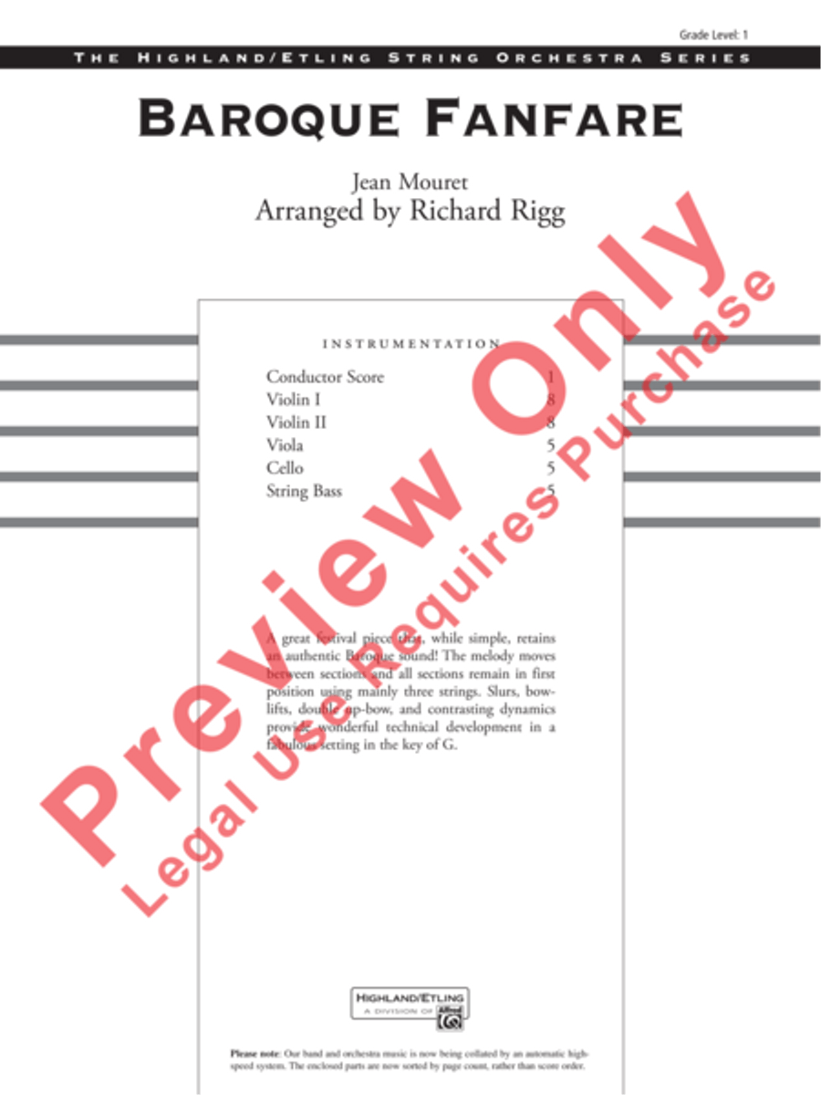 Baroque Fanfare Baroque Fanfare String Orchestra scores gallery preview page 2