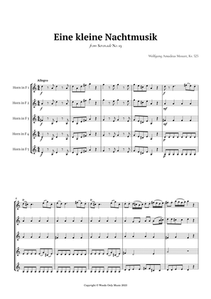 Book cover for Eine kleine Nachtmusik by Mozart for French Horn Quintet