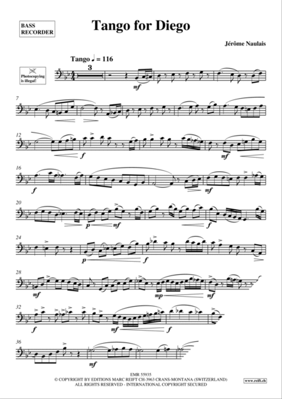 Tango for Diego Bass Recorder scores gallery preview page 4