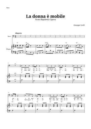 Book cover for La donna è mobile in C major for Bass and Piano