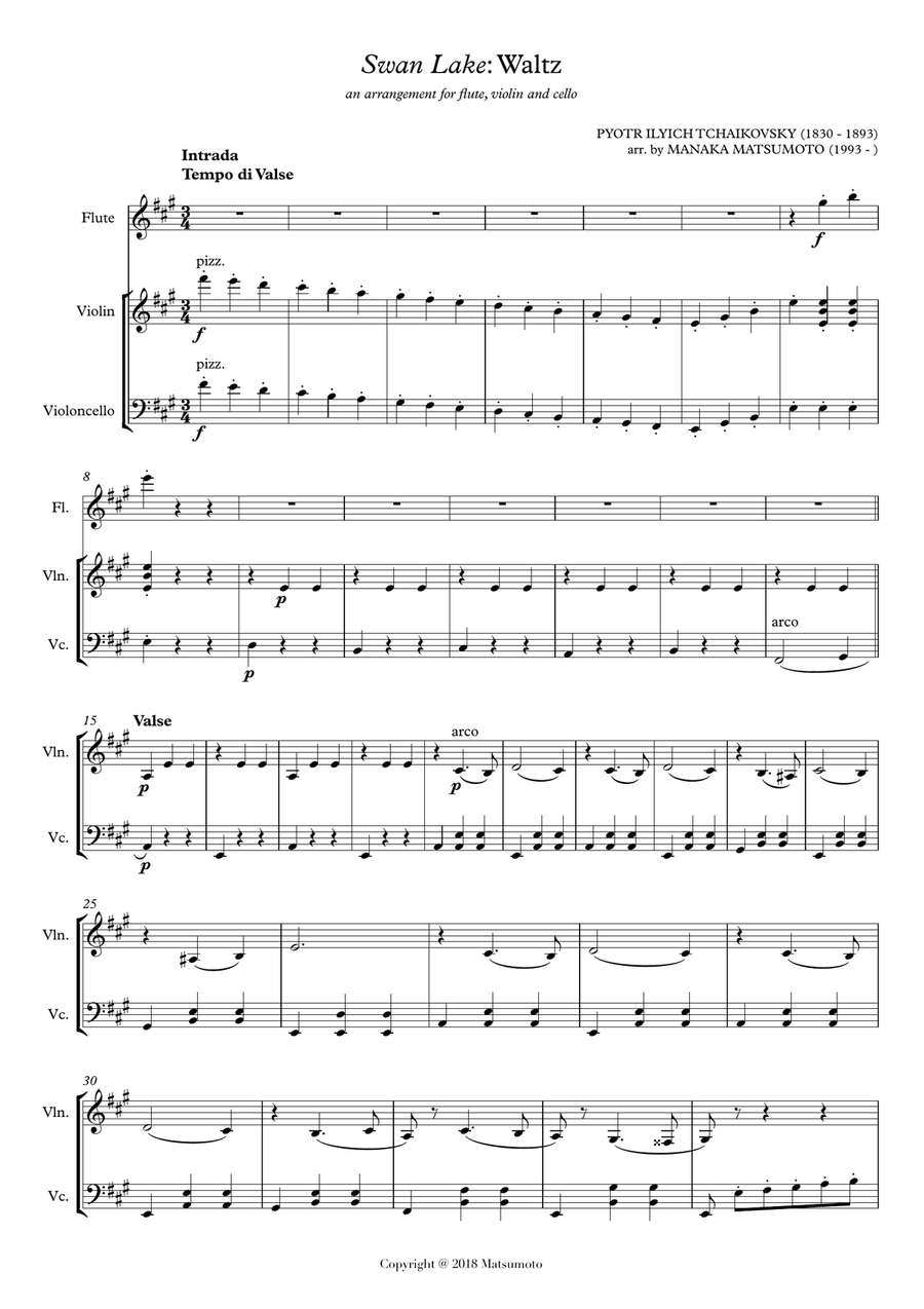 Swan Lake - Waltz for flute, violin and cello Small Ensemble scores gallery preview page 2