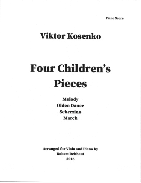 Viktor Kosenko: Four Children's Songs for Viola and Piano