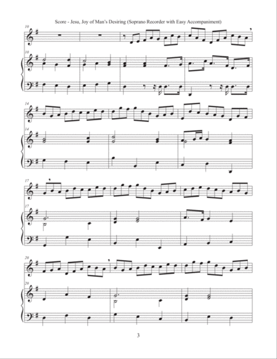 Jesu, Joy of Man’s Desiring (Soprano Recorder with Easy Accompaniment) Soprano Recorder scores gallery preview page 3