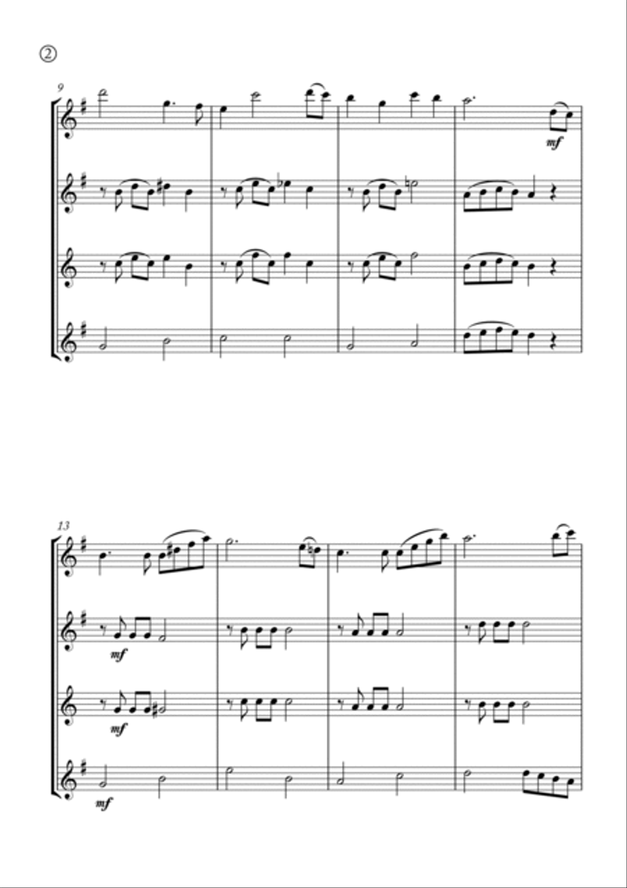 Hymne A L'amour Saxophone Quartet scores gallery preview page 2