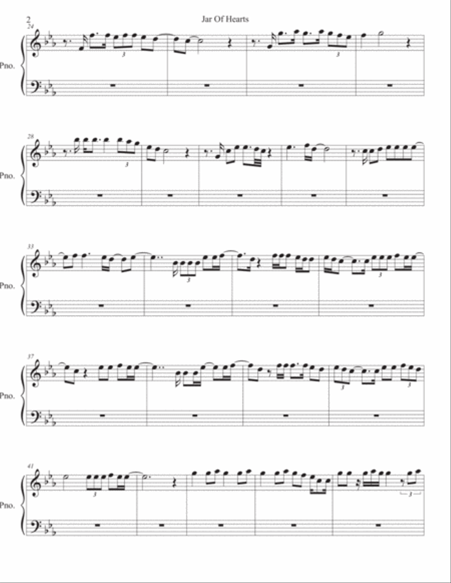 Jar Of Hearts Easy Piano scores gallery preview page 2