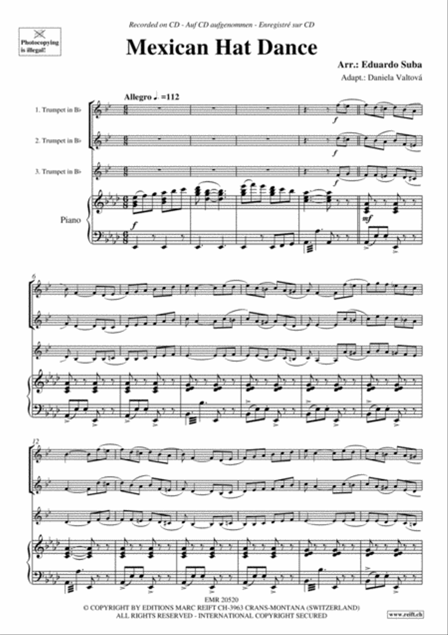 Mexican Hat Dance Trumpet Trio scores gallery preview page 4