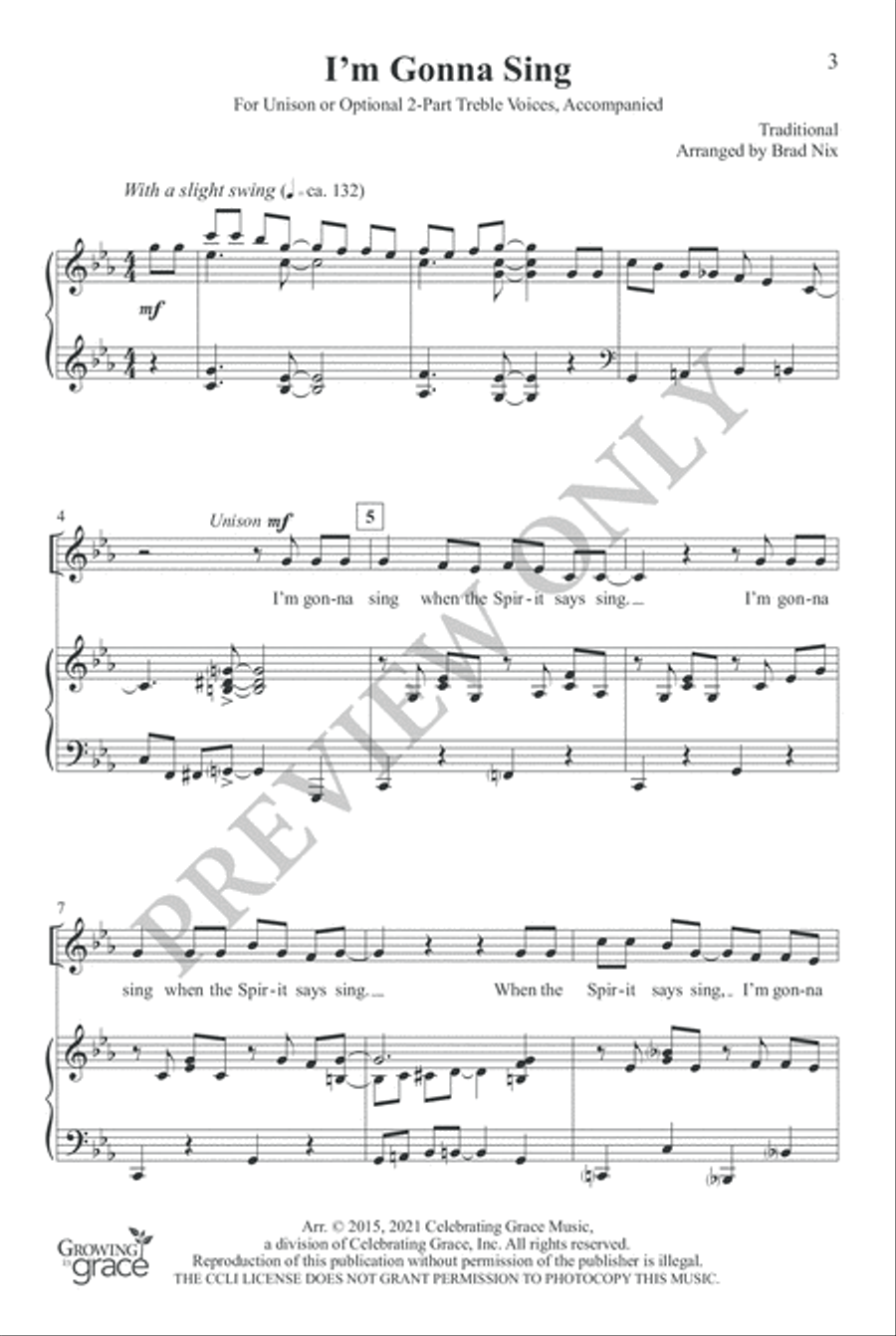 I'm Gonna Sing Unison Choir scores gallery preview page 2