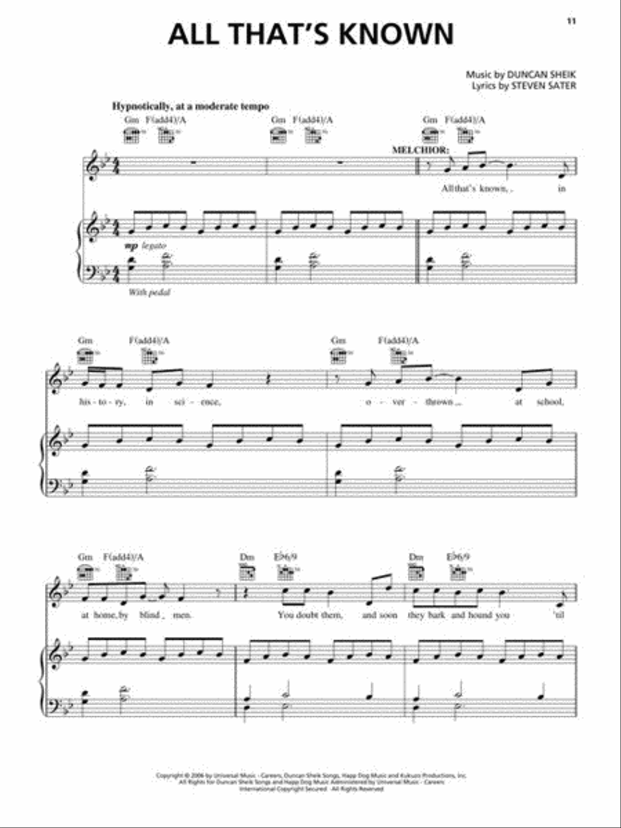 Spring Awakening Piano, Vocal scores gallery preview page 9