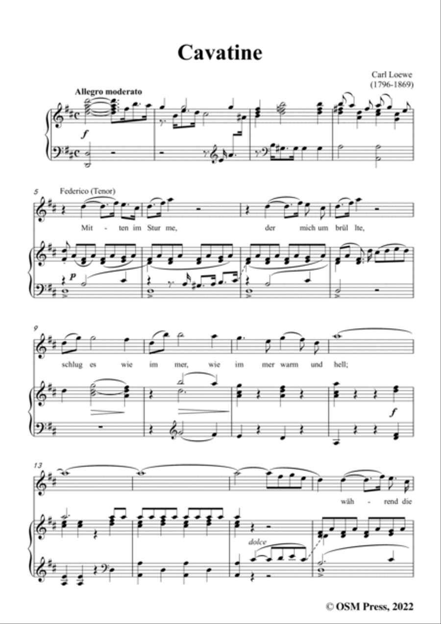 Loewe-Cavatine,in D Major,for Voice and Piano Voice Solo scores gallery preview page 3