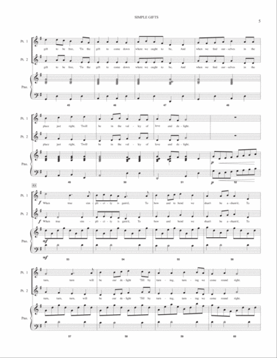 Simple Gifts 2-Part scores gallery preview page 5