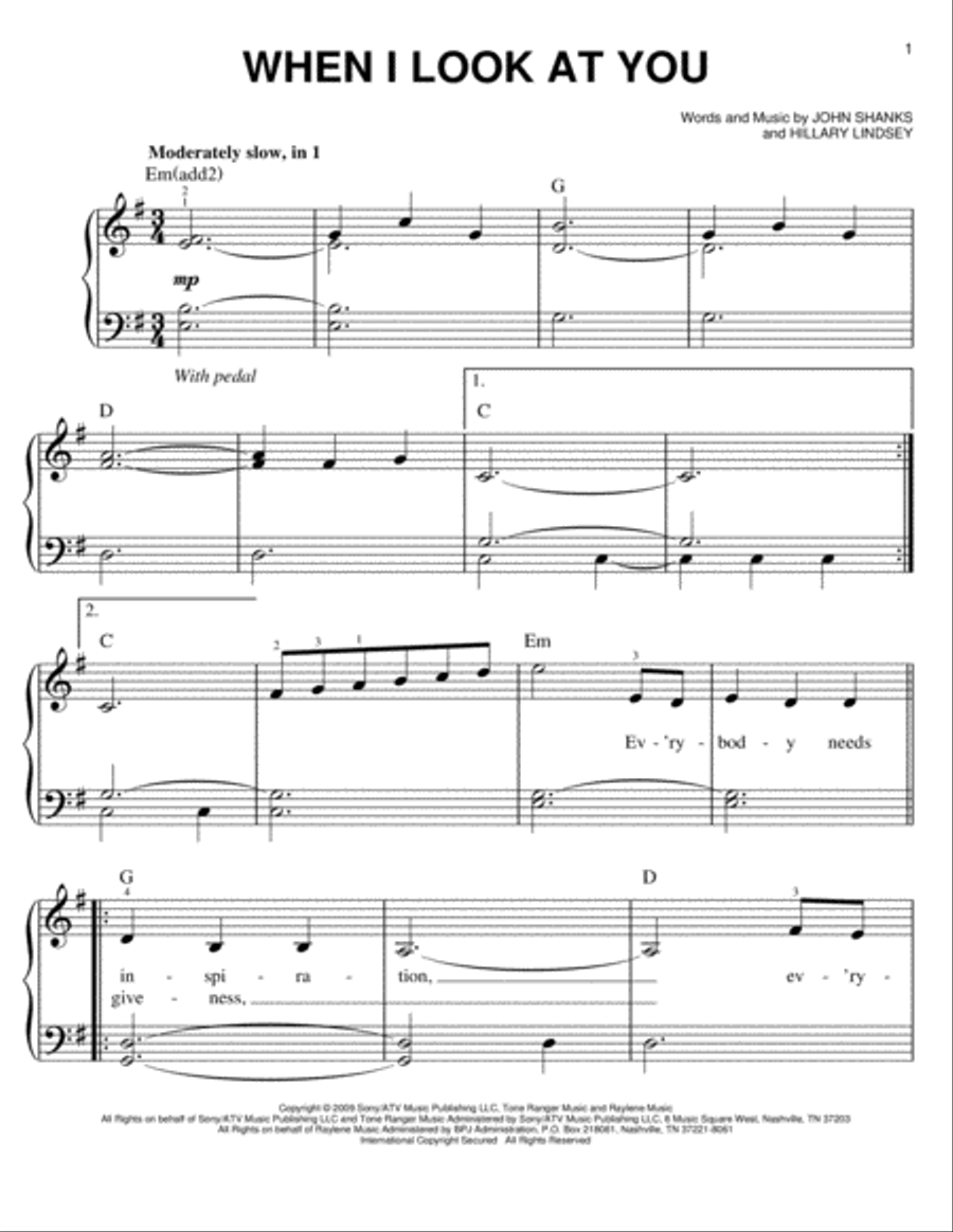 When I Look At You Easy Piano scores gallery preview page 1