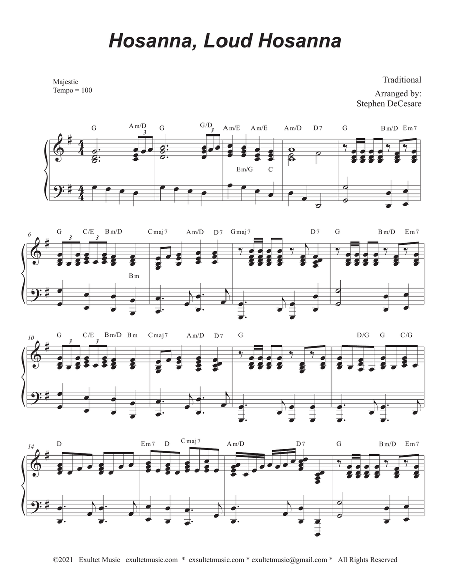 Hosanna, Loud Hosanna (Bb-Trumpet solo - Piano accompaniment) Hosanna, Loud Hosanna (Bb-Trumpet solo - Piano accompaniment) Trumpet Solo scores gallery preview page 5