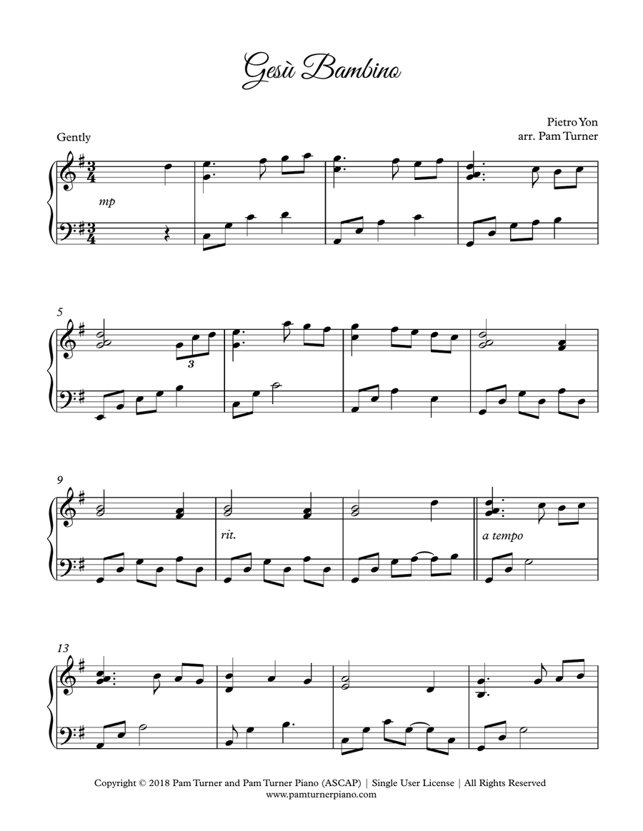 Gesù Bambino (Intermediate Piano Solo) Piano Solo scores gallery preview page 3