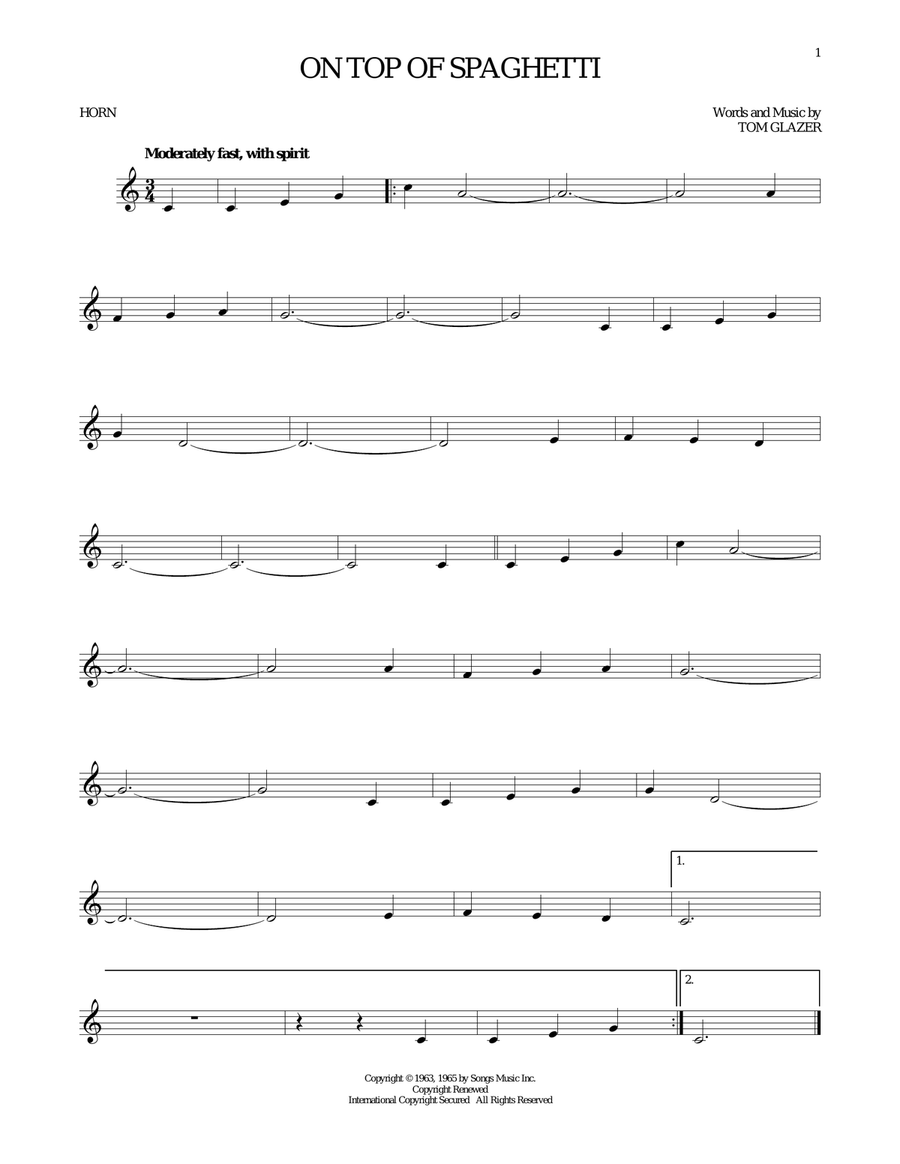On Top Of Spaghetti Horn Solo scores gallery preview page 1