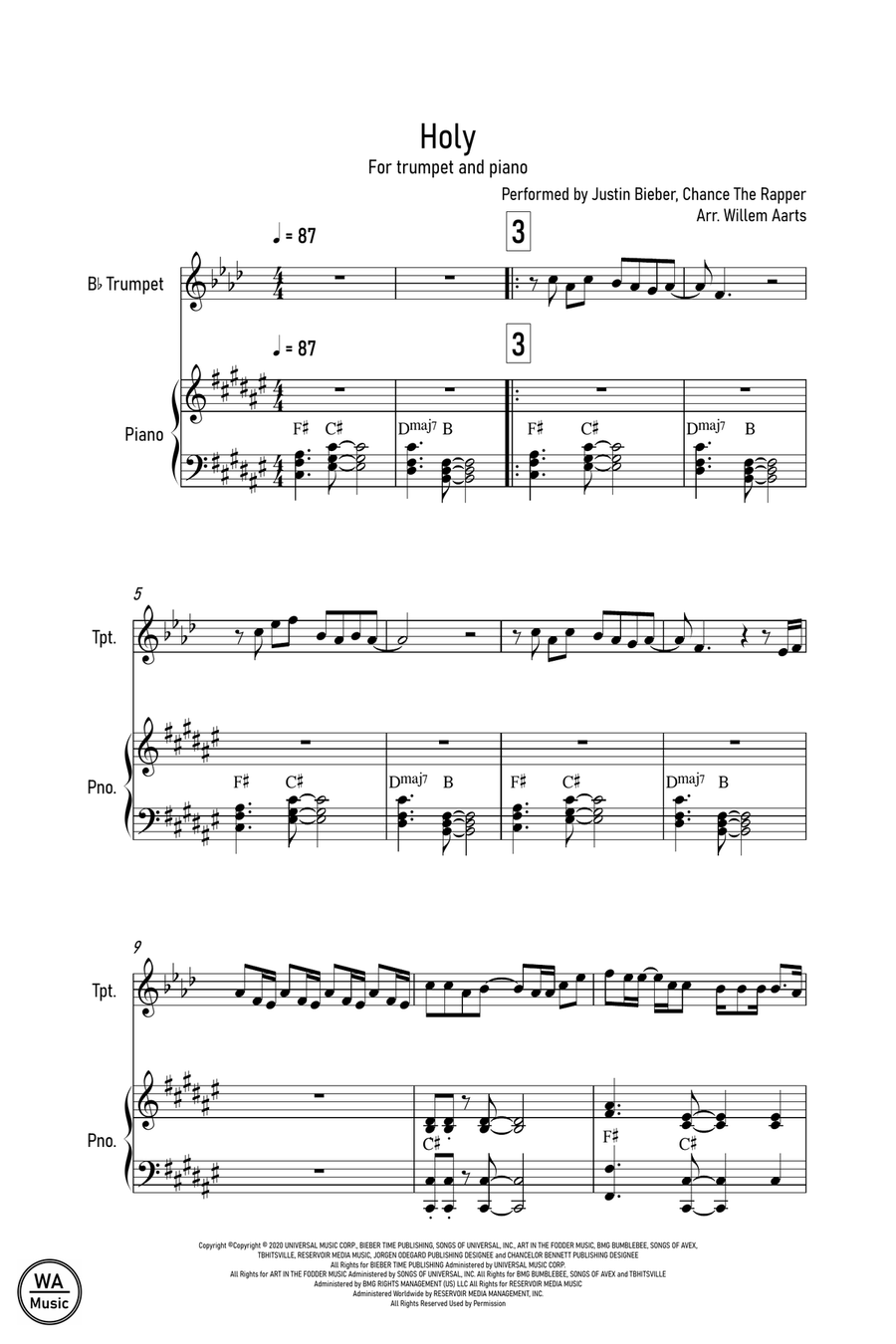 Holy Trumpet Solo scores gallery preview page 1