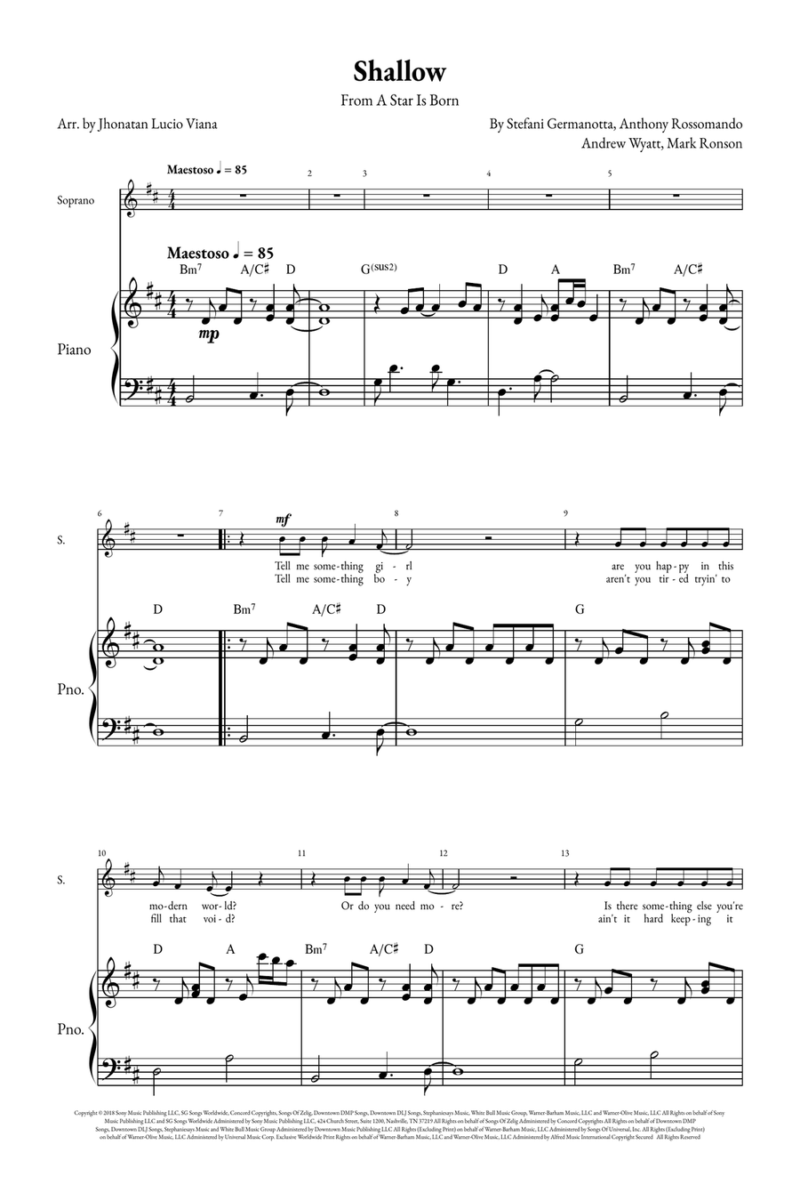 Shallow A Cappella scores gallery preview page 1