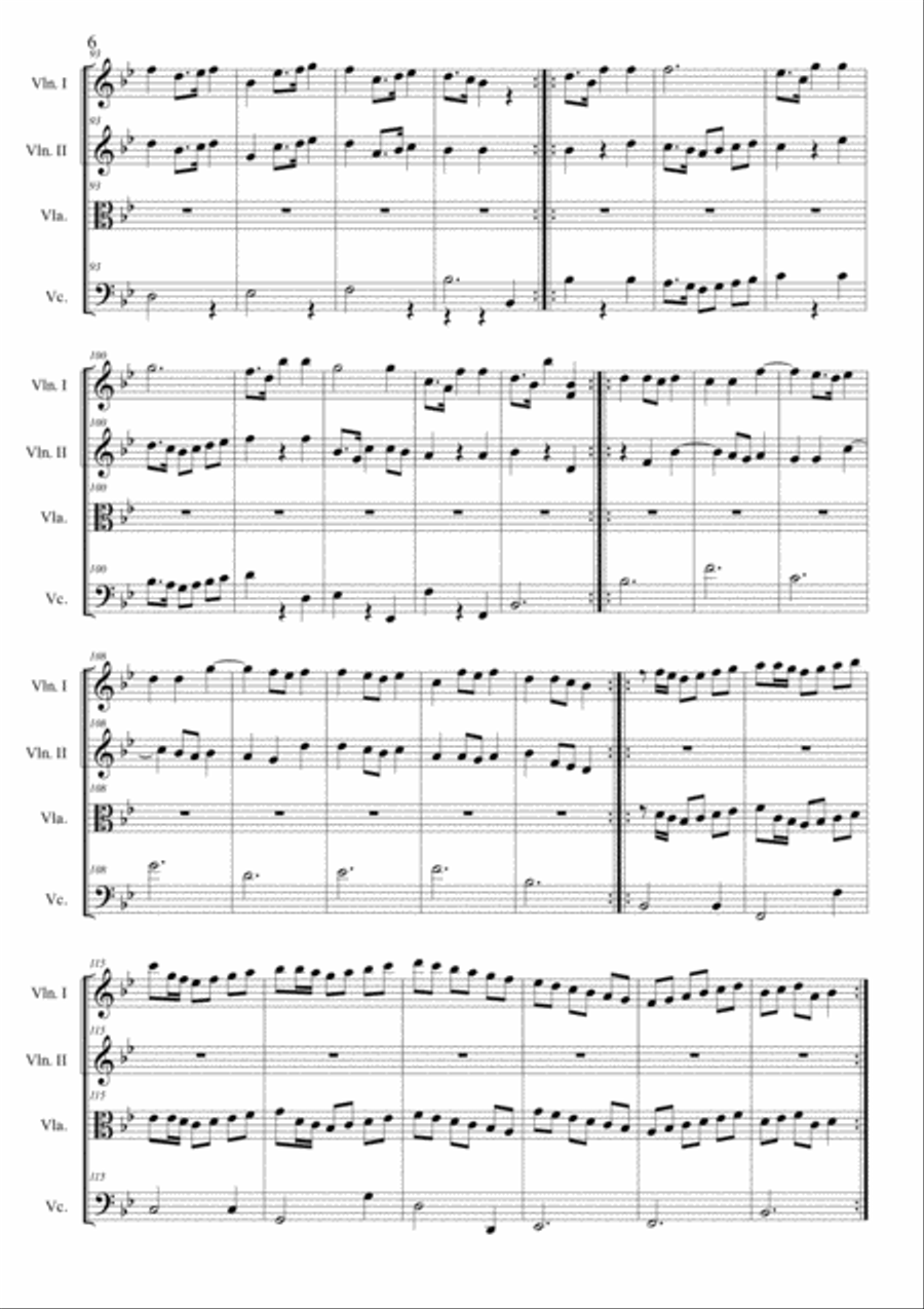 CIACONA in Bb - BWV Anh.82 - Arr. for String Quartet CIACONA in Bb - BWV Anh.82 - Arr. for String Quartet String Quartet scores gallery preview page 6