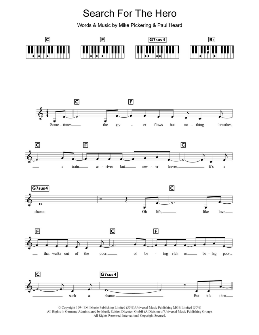 Search For The Hero Piano Solo scores gallery preview page 1