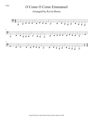 O Come O Come Emmanuel (Easy key of C) Tuba