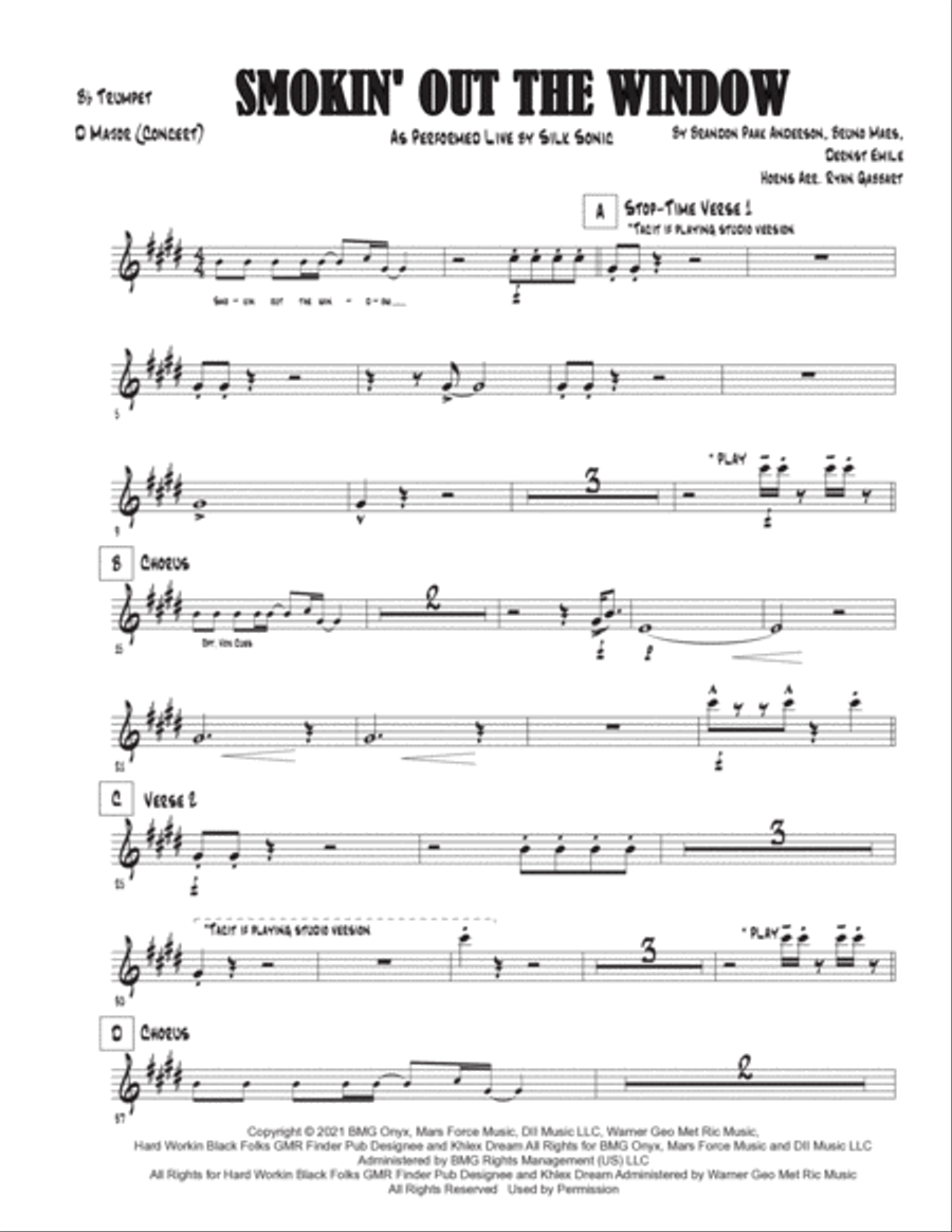 Smokin' Out The Window Tenor Saxophone scores gallery preview page 5
