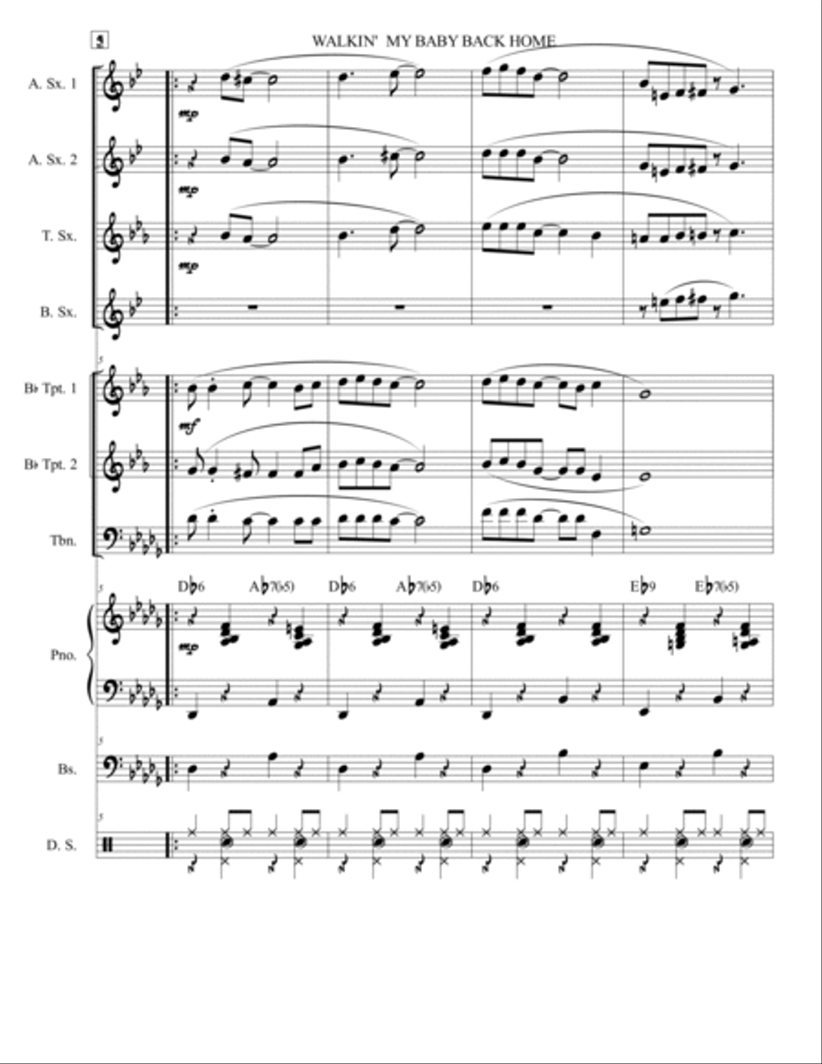 Walking My Baby Back Home Jazz Ensemble scores gallery preview page 2
