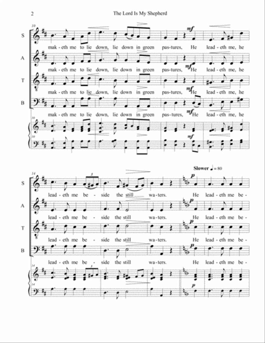 The Lord Is My Shepherd (SB 45) 4-Part scores gallery preview page 2