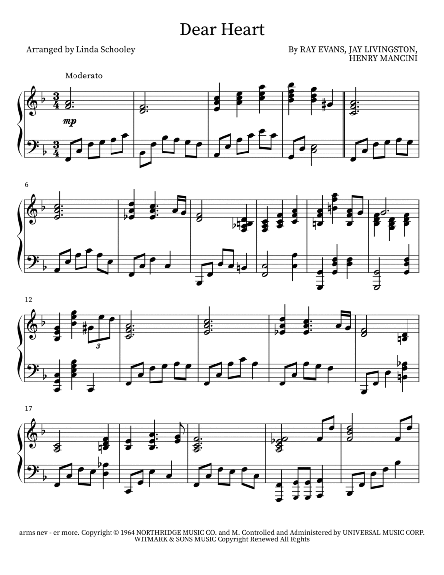 Dear Heart Piano scores gallery preview page 1