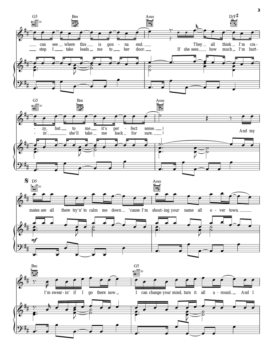 Nothing Piano, Vocal, Guitar scores gallery preview page 3