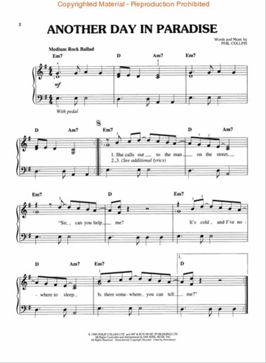 Phil Collins – Hits Phil Collins – Hits Easy Piano scores gallery preview page 2