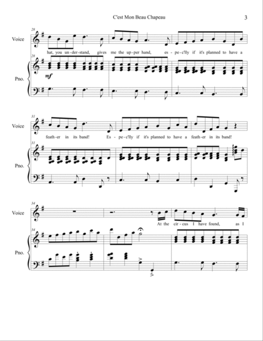 C'est Mon Beau Chapeau Voice scores gallery preview page 3
