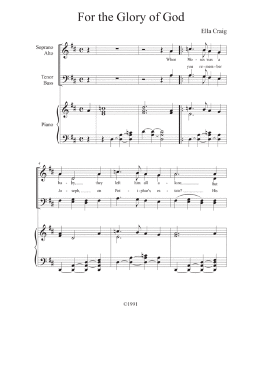 For the Glory of God 4-Part scores gallery preview page 1