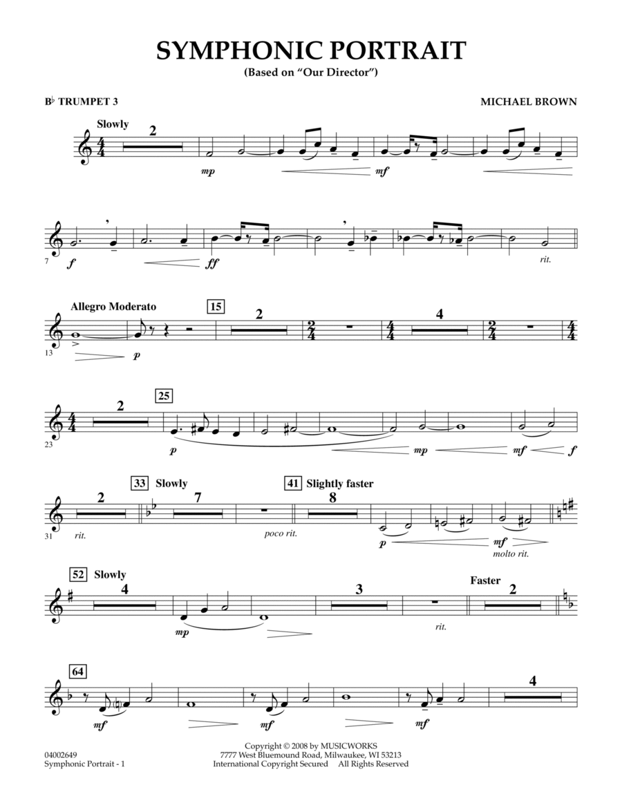 Symphonic Portrait (based on Our Director) - Bb Trumpet 3 B-Flat Trumpet scores gallery preview page 1