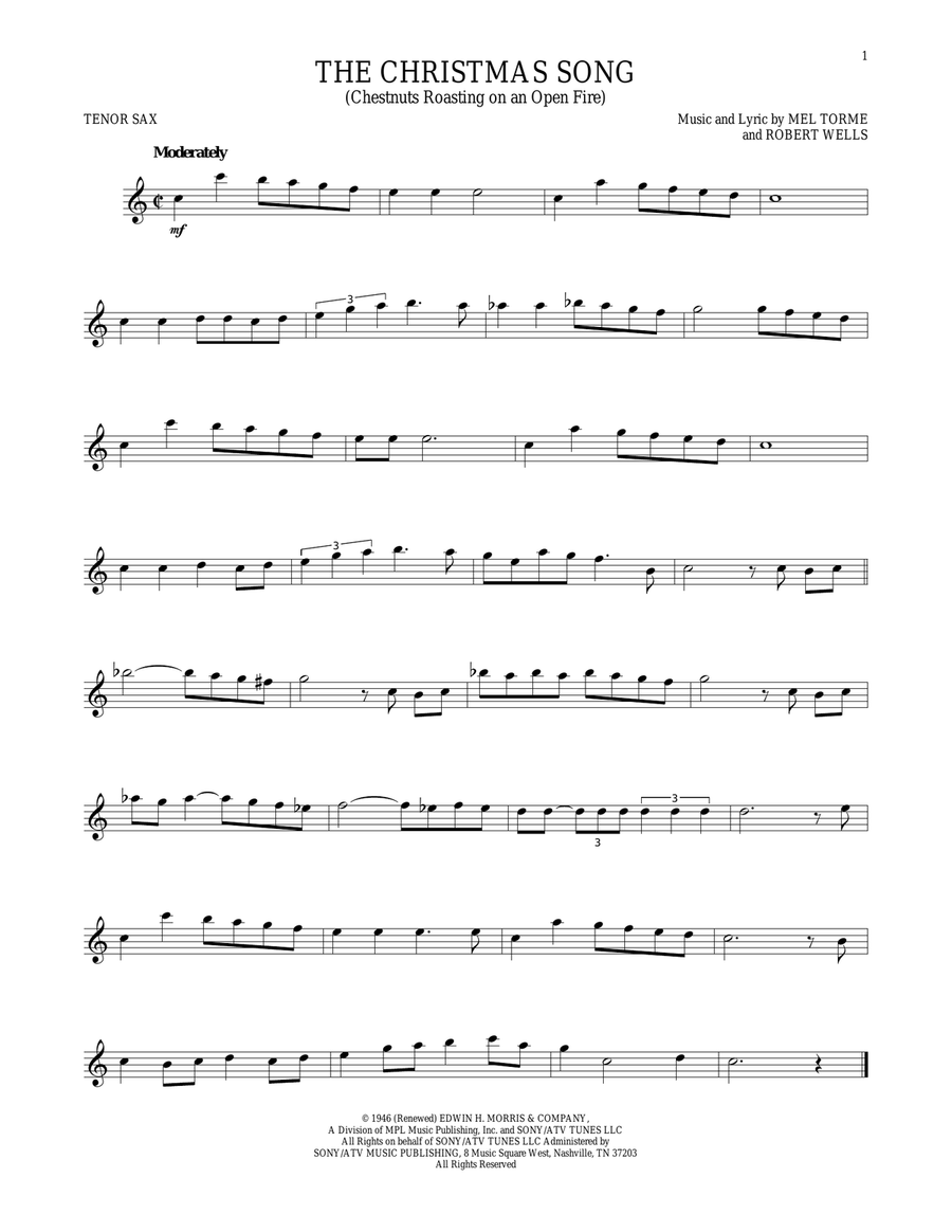 The Christmas Song (Chestnuts Roasting On An Open Fire) Tenor Saxophone scores gallery preview page 1