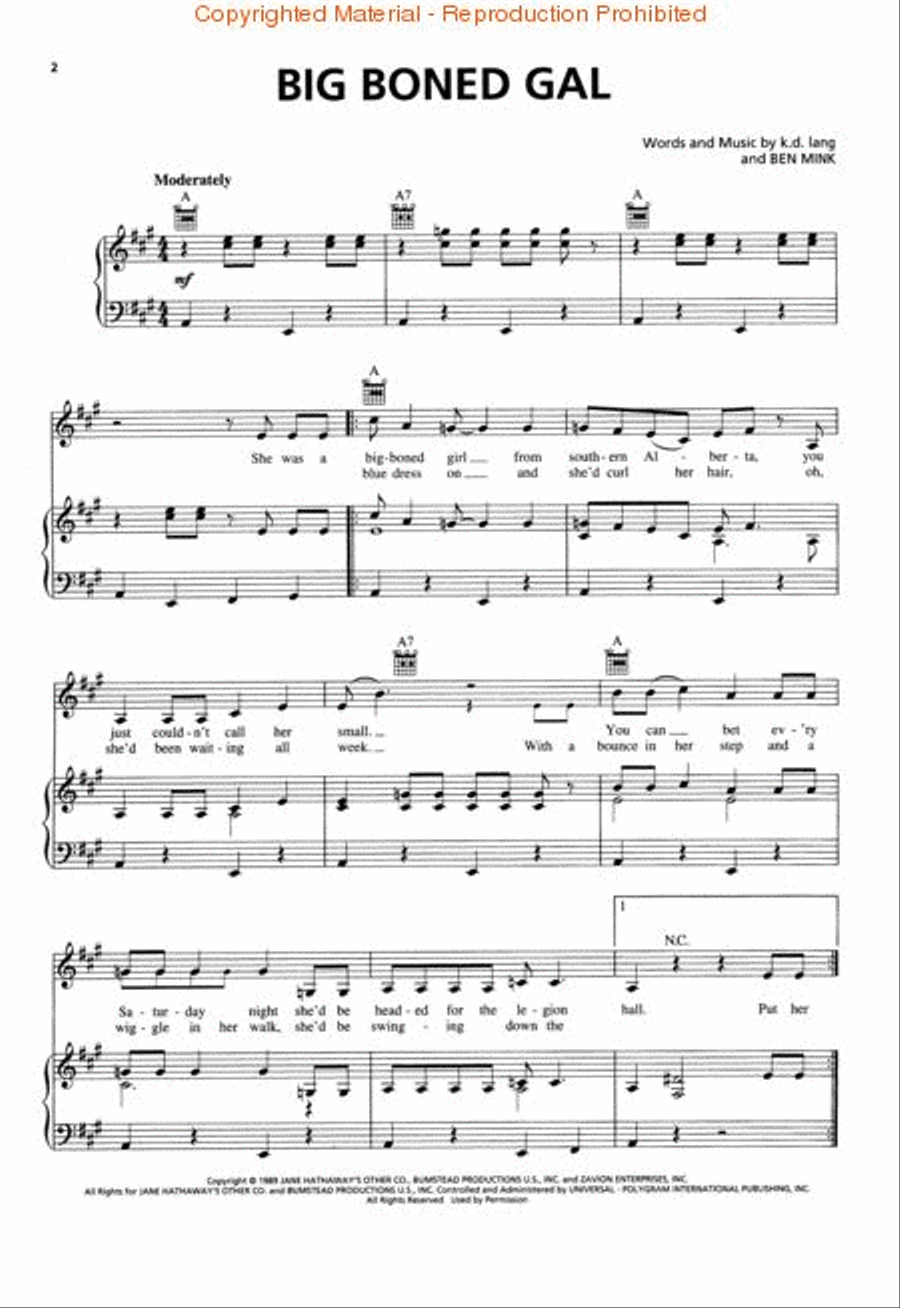 Best of k.d. lang Piano, Vocal, Guitar scores gallery preview page 2