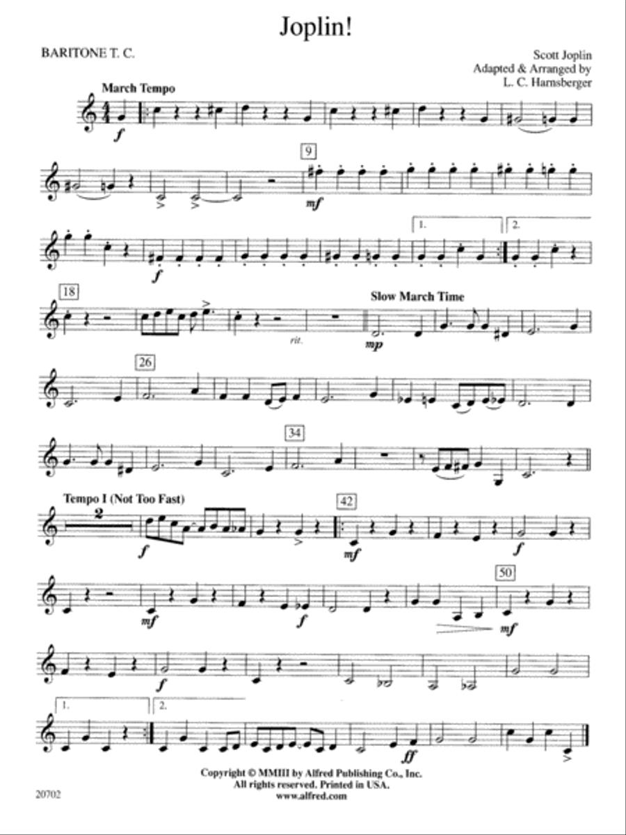 Joplin!: Baritone T.C. Concert Band scores gallery preview page 1