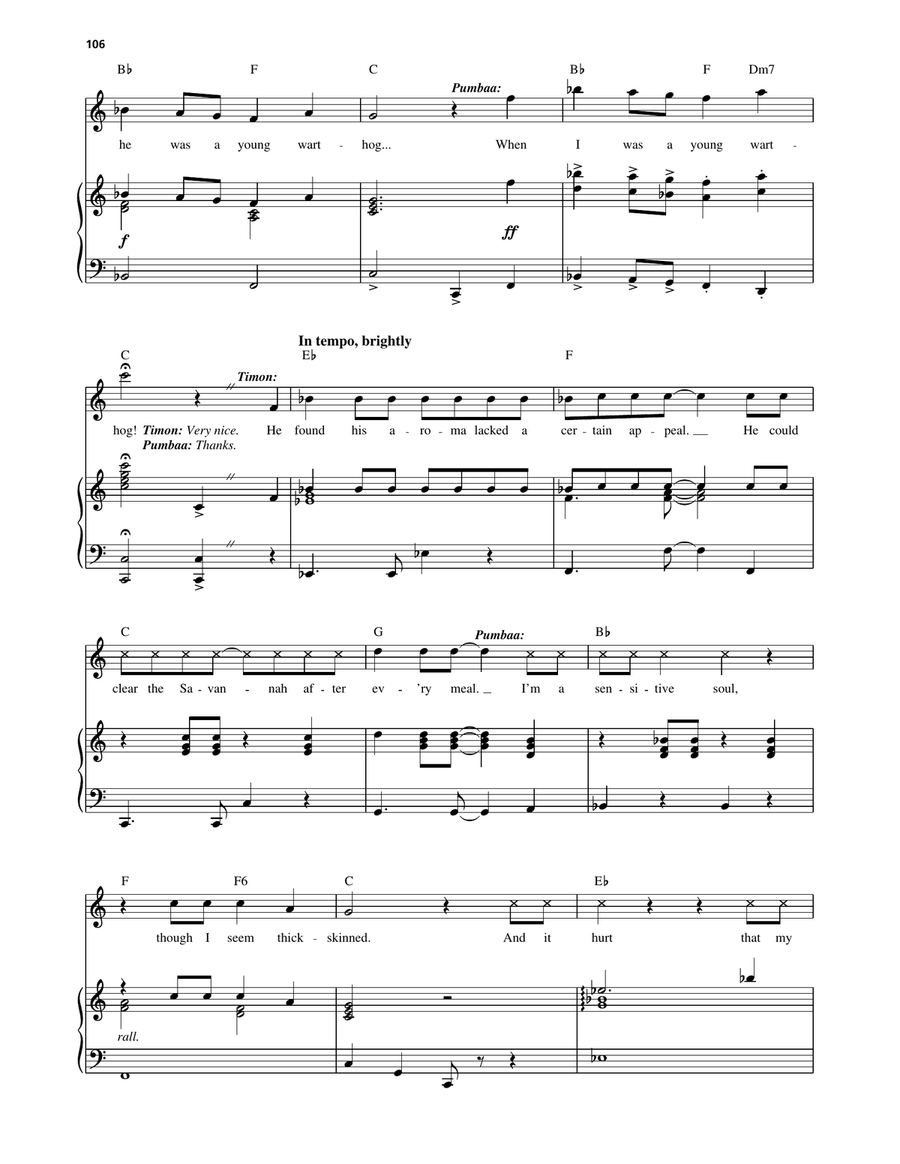 Hakuna Matata (from The Lion King: Broadway Musical) Piano, Vocal, Guitar scores gallery preview page 3