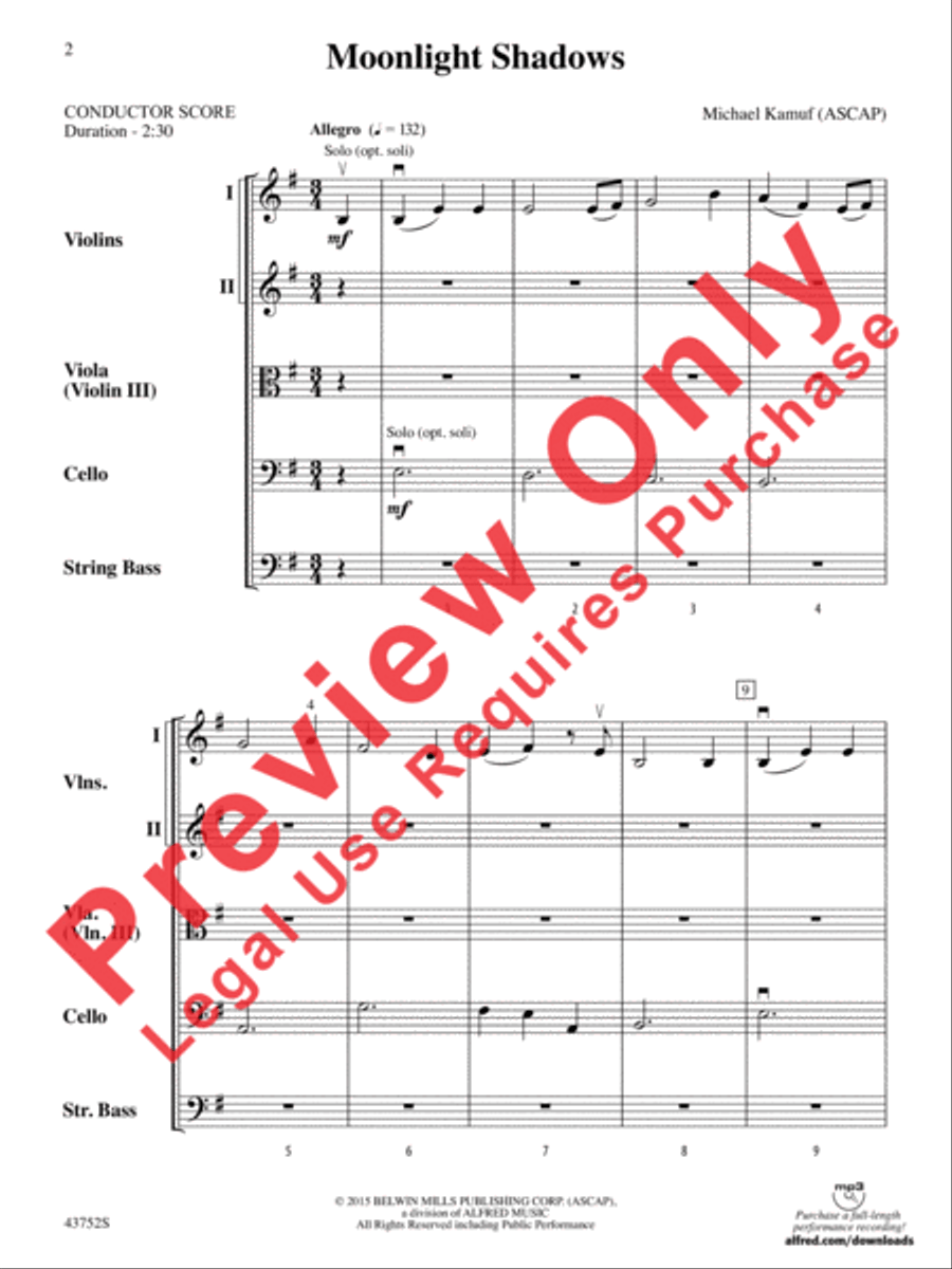 Moonlight Shadows Moonlight Shadows String Orchestra scores gallery preview page 3