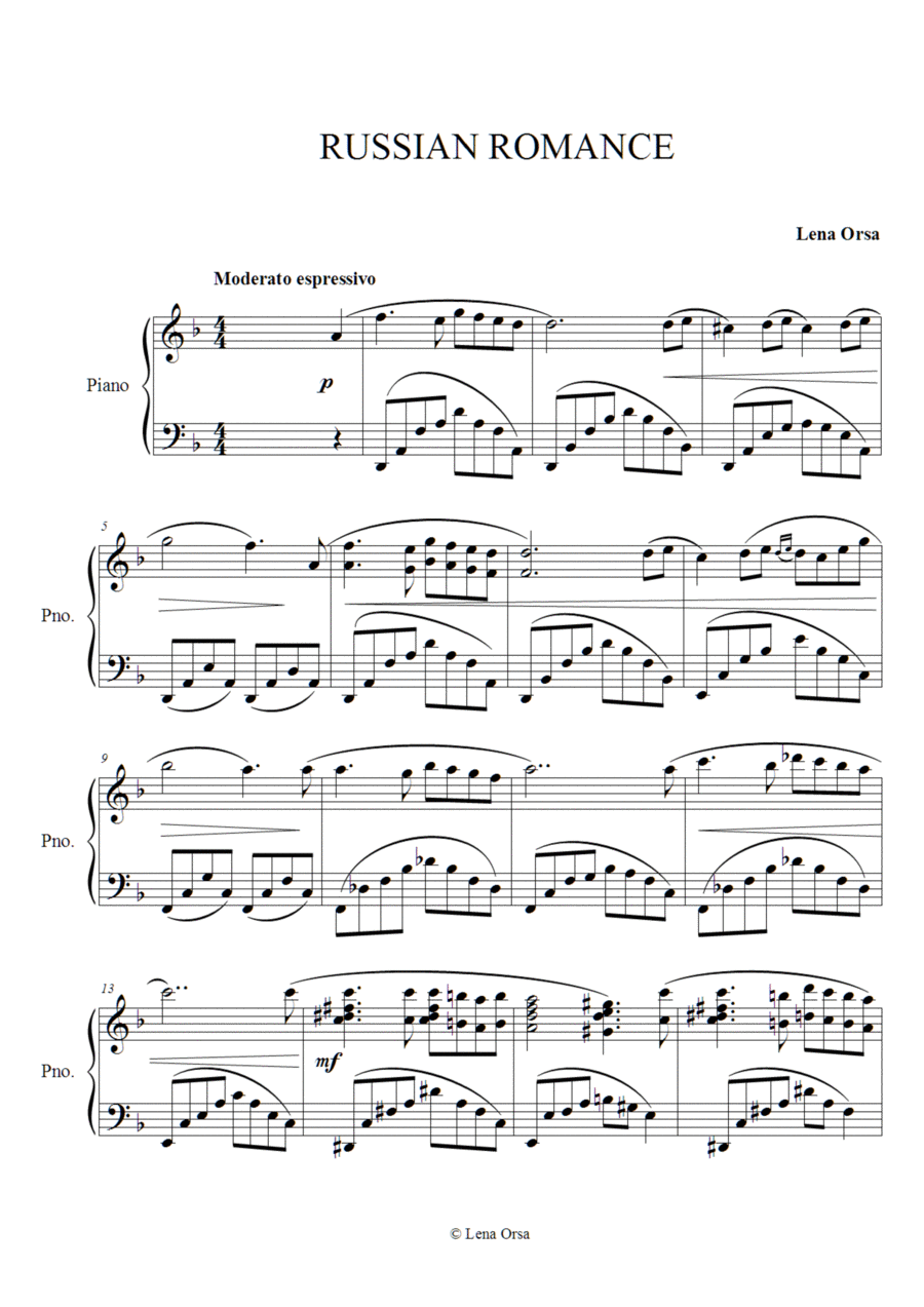 Russian Romance | Romantic Piano Music Piano Method scores gallery preview page 1
