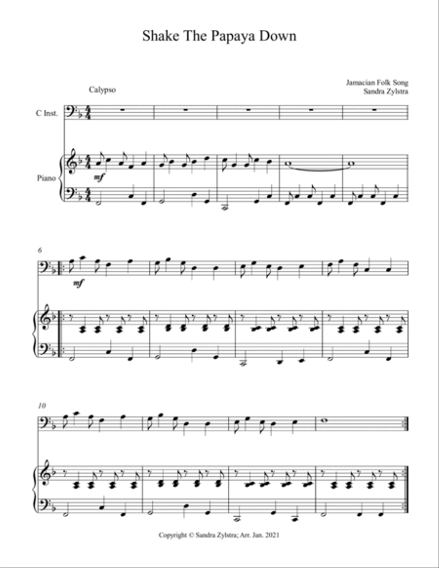 Shake The Papaya Down (bass C instrument solo) Small Ensemble scores gallery preview page 2