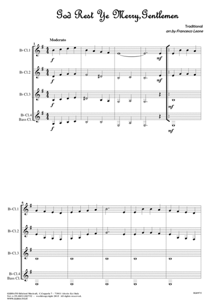 10 Easy Christmas Tunes - Clarinet Quartet (score) image number null