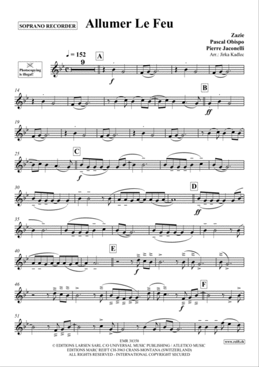 Allumer Le Feu Allumer Le Feu Soprano Recorder scores gallery preview page 2