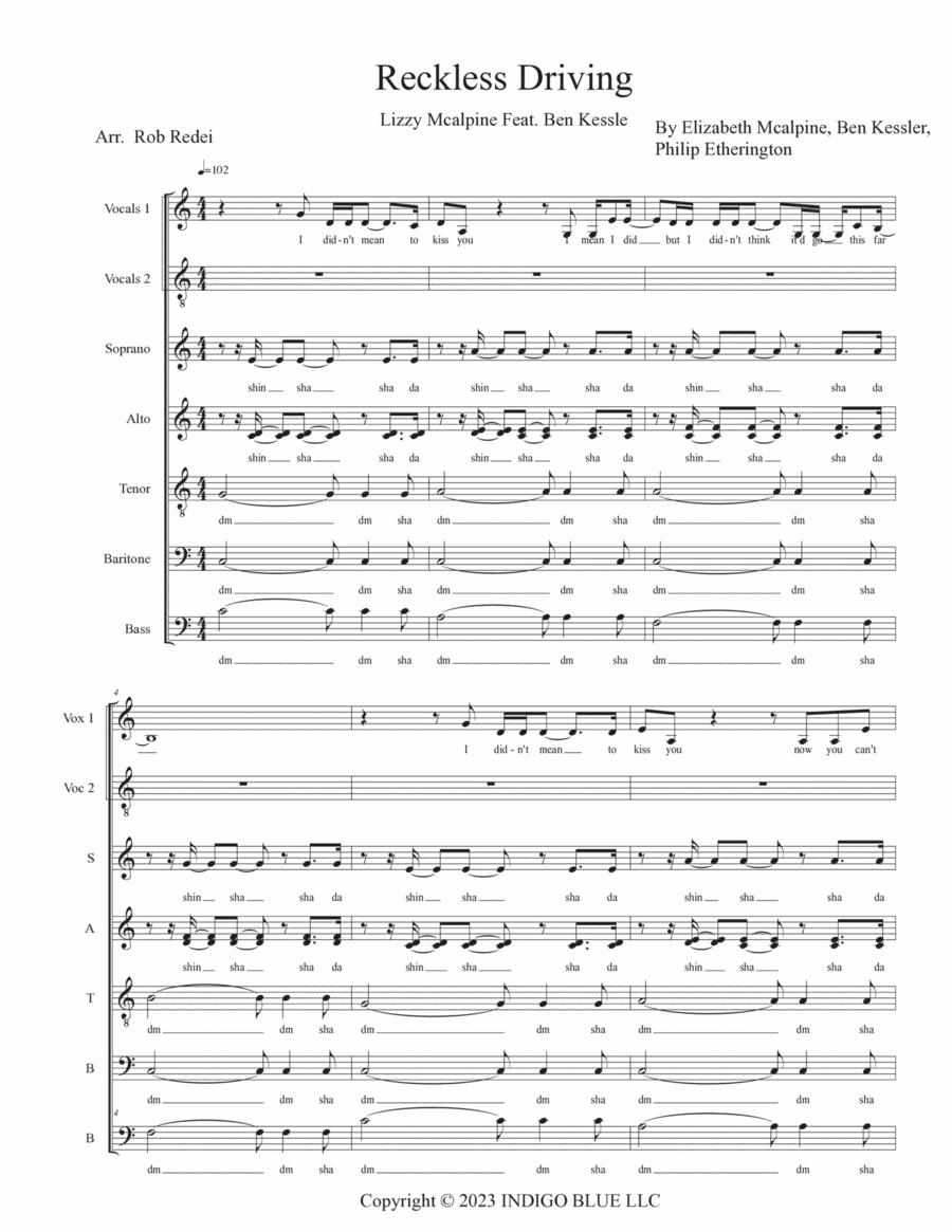 Reckless Driving Feat. Ben Kessler 4-Part scores gallery preview page 1