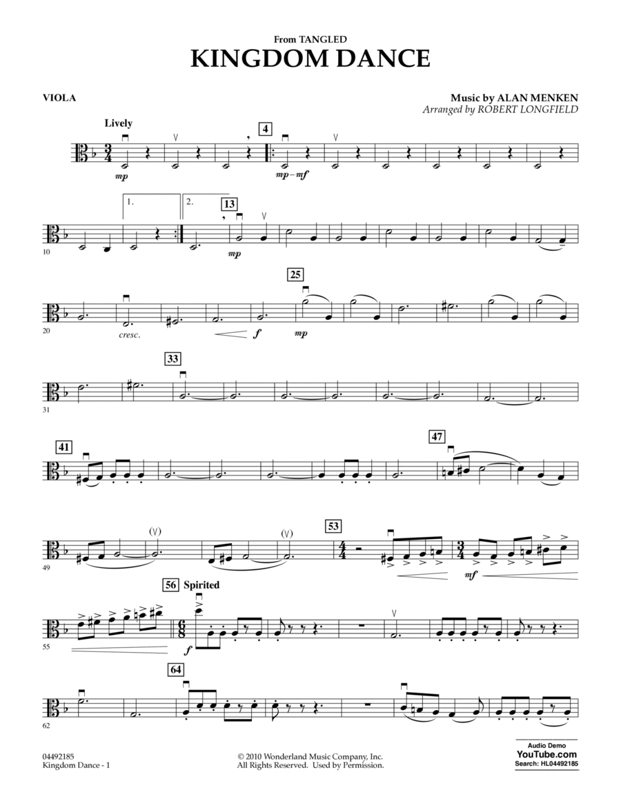 Kingdom Dance (from Tangled) - Viola Orchestra scores gallery preview page 1