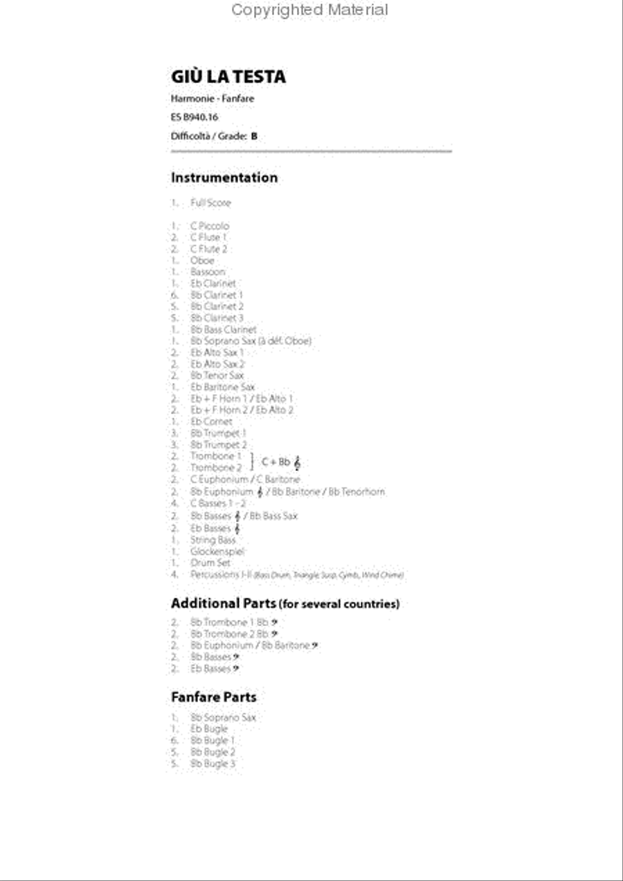 Giu' La Testa Concert Band scores gallery preview page 2