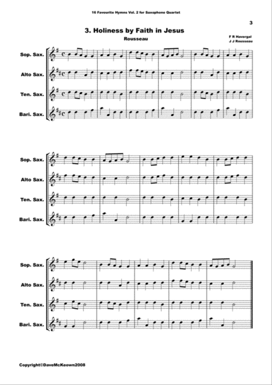 16 Favourite ﻿Hymns for Saxophone Quartet (Vol 2.) Saxophone Quartet scores gallery preview page 4