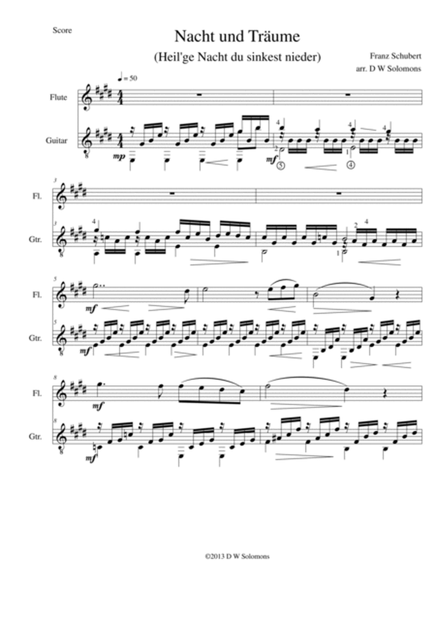 Nacht und Träume (Heil'ge Nacht du sinkest nieder) for flute and guitar image number null